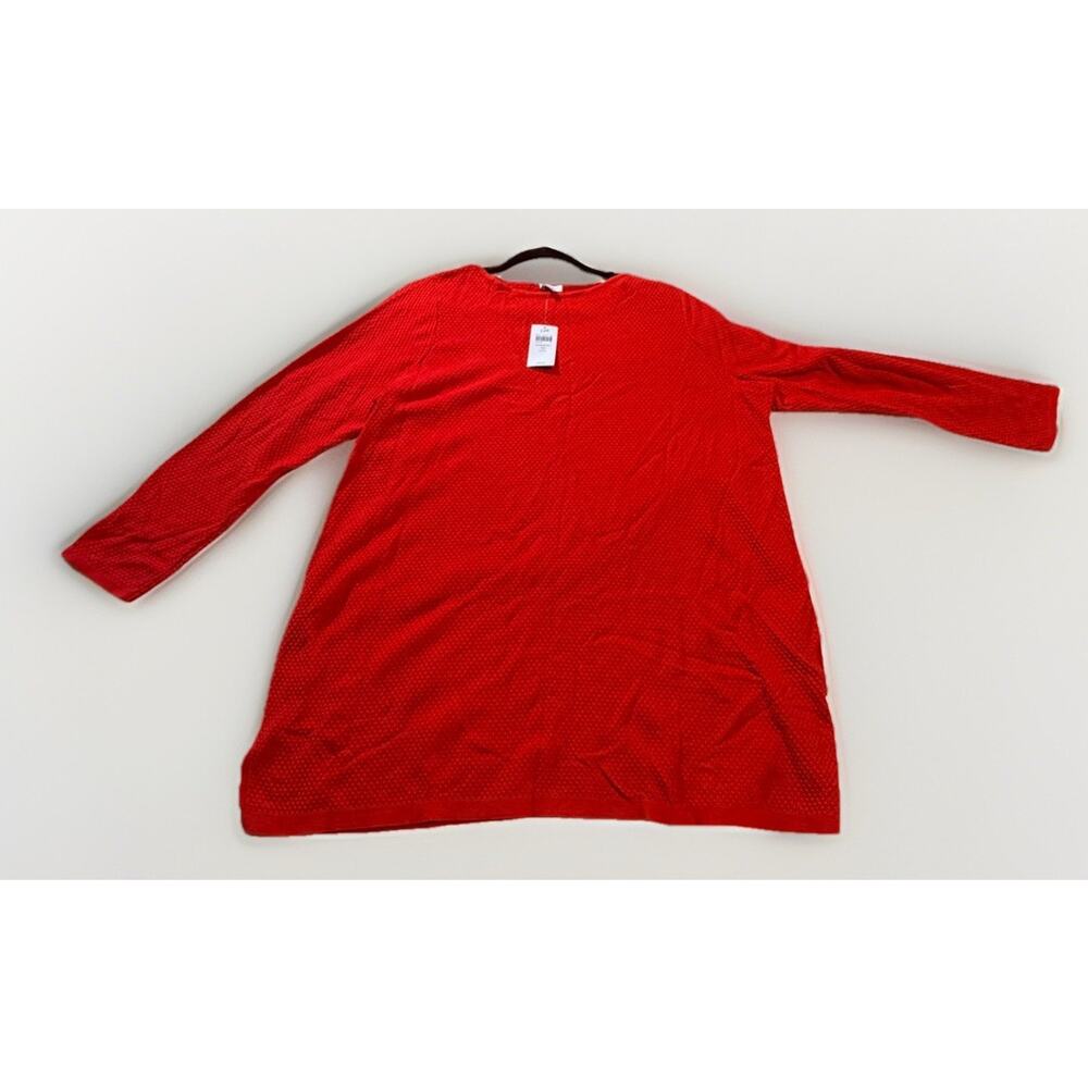 J. Jill Pullover Sweater Knit Carmine Red Cotton Viscose Nylon Crew 1X NWT